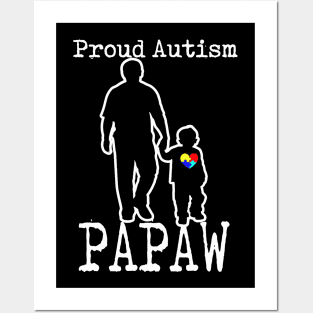 Proud Autism PAPAW And Son Puzzle Piece Awareness Posters and Art